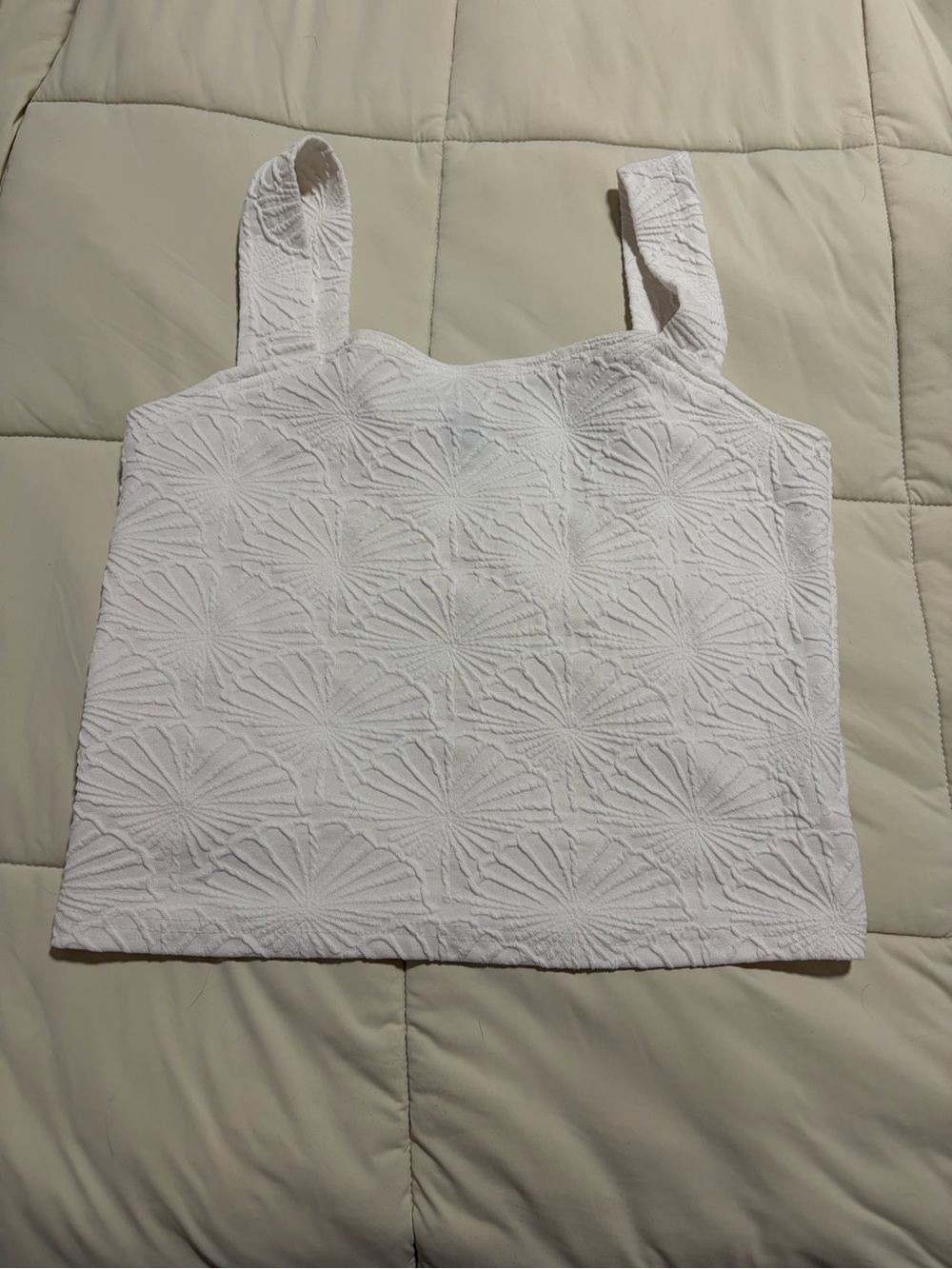SHEIN White Embossed Square-Neck Tank Top